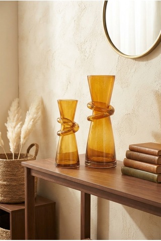 Fiyonk Boğumlu 2li Vazo Amber 29x23 Cm