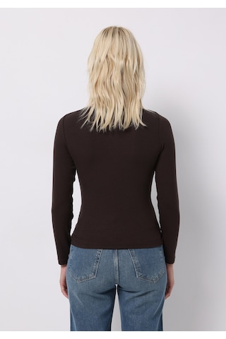 Colins Slim Fit Kayık Yaka Düz Kadın Kahverengi Uzun Kol Tişört Cl1070957 Q1.v2 Brw Kahverengi