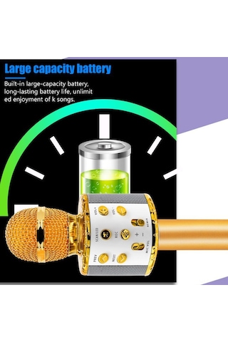 Mufunye Rose Gold Bluetooth Mikrofon, Çocuk & Yetişkinler İçin Kablosuz Karaoke, Ses Değiştirme, Led Işık, Gürültü Azaltma, Ws858l