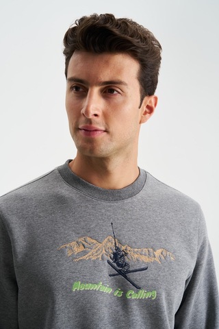 AR-MA Arma Erkek Regular Fit 3 İplik Şardonlu Pamuklu Bisiklet Yaka Sweatshirt 001
