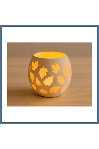 Buradabulabilirsin 3d Baskı Yaprak Desenli Tealight Mumluk Sonbahar Yaprakları Kabartmalı Dekoratif Şamdan Masa Süsü Bbz