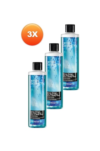 Avon Senses Ocean Surge Nane Ve Deniz Kokulu Saç Ve Vücut İçin Erkek Duş Jeli 3 x 250 ML