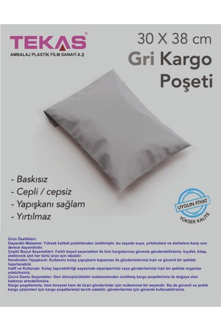 Kargo Torbası 30x38+5 Orta Boy Gri Renk