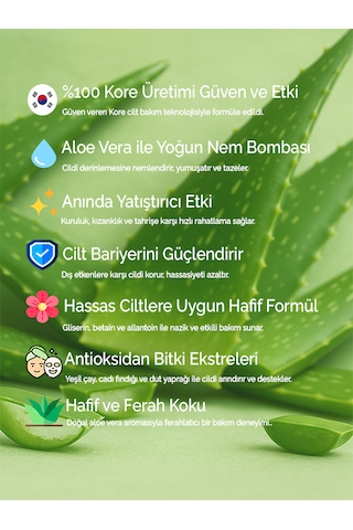 Modamkore 7'li Paket Aloe Vera Kore Yüz Maskesi Yoğun Nem Sakinleştirici