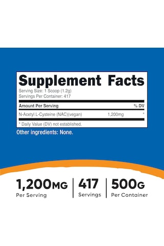 Nutricost N-acetyl L-cysteine N.a.c Antioxidants Powder 500 Gram 417 Servis Aromasız