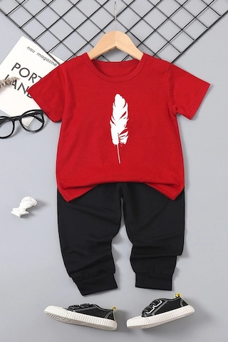 Çocuk Tüy Alt - Üst Eşofman Takımı Kırmızı