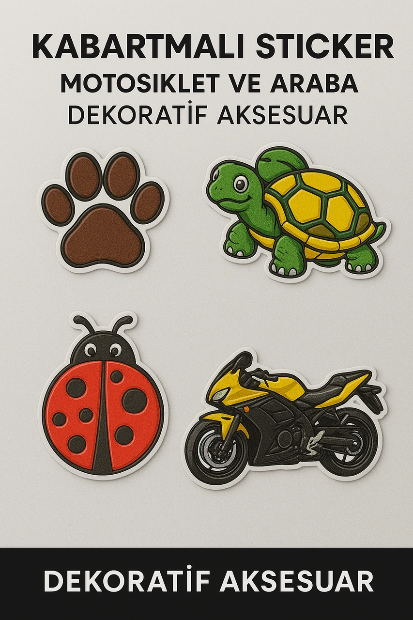 Kabartmalı Kuru Kafa Motor Ve Oto Sticker 10x7 Cm Ölçüsünde