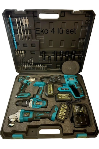 Hsgl HKT 900 Akülü Şarjlı Set Somun Sıkma + Spiral + Hilti + Matkap 4 Adet Akülü El Aleti Seti