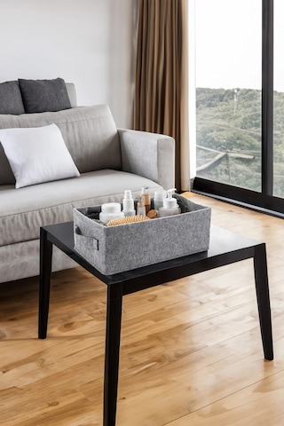 Dolap İçi Çamaşır Oyuncak Düzenleyici Keçe Saklama Kutusu Sepet O Gri