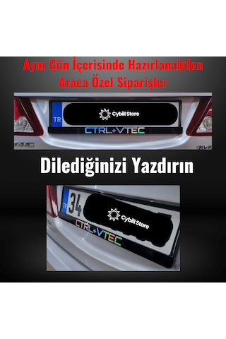 2 Adet Kişiye Özel Holografik Yazılı Piano Black Pleksi Oto Plaka