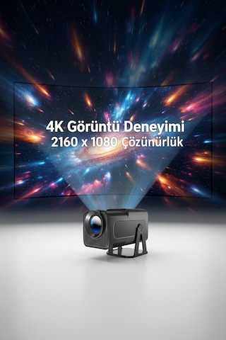 4k Led Akıllı Projeksiyon 300 Ansı Lümen Kablosuz Aktarım Hdmı & Usb Hy320