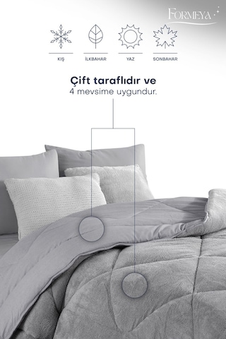 Formeya Lüx Welsoft Çift Taraflı Çift Kişilik Yorgan Gri