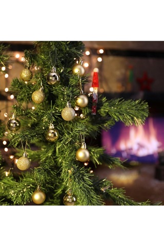 Yenigeldi 12'li Gold 3 Cm Yılbaşı Topu, Noel Topu, Çam Ağacı Topu, Süs Topu, Gold