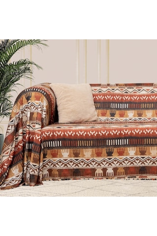 SoftMicro Etnik Desenli Boho Toprak Koltuk Örtüsü Kanepe Örtüsü 180 x 220 CM