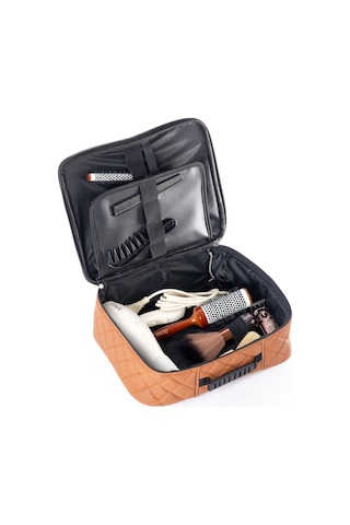 Kuaför Berber Kapitone Deri Malzeme Çantası Taba