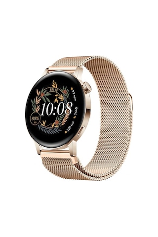 Huawei Watch Gt3 Elegant / Gt2 42mm Uyumlu 20mm Manyetik Milanese Loop Metal Kordon Rose Gold