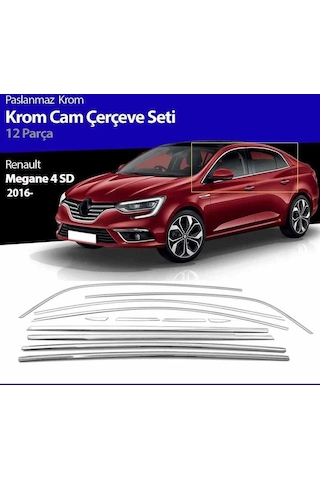 Renault Megane 4 Cam Çerçevesi Kromu Komple Set 12 Parça 2016+ So