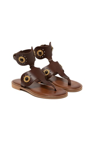 148 Brown Sandalet Kadın 21075 Myconian 2025 Greek Sandal Kahverengi