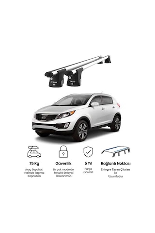 Trio-ıı Kia Sportage 2014 Ve Sonrası Uyumlu Kilitli Ara Atkı 120cm Port Bagaj Tavan Barı