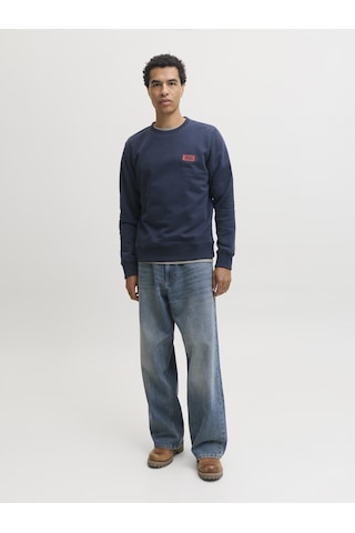 Jack & Jones Erkek Gögüs Baskili Regular Fit Bisiklet Yaka Sweatshirt - Rush - 12298426 Lacivert
