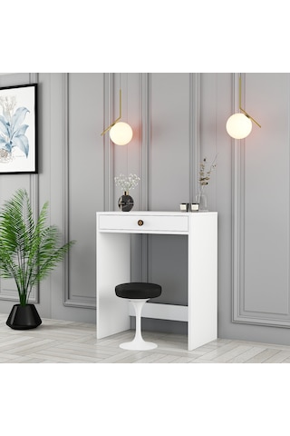 Lizbon Mini Makyaj Masası - Beyaz / Beyaz