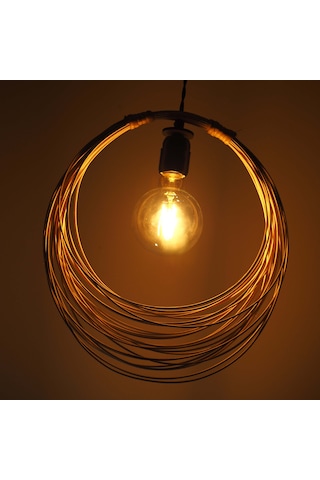 Bambu, Hasır, Rattan Avize Sarkıt: Universe 35Cm - Siyah Takim