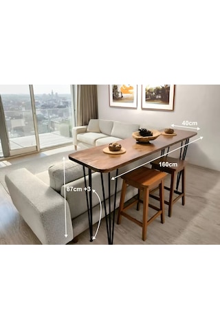 %100 Masif Bar Masası Mutfak Adası, Kahve Köşesi, Yemek Masası, Oturma Odası Bistro 140x40