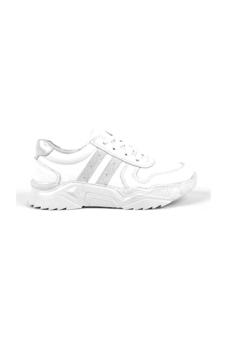 Hakiki Deri Kız Çocuk Sneakers Ayakkabı Beyaz