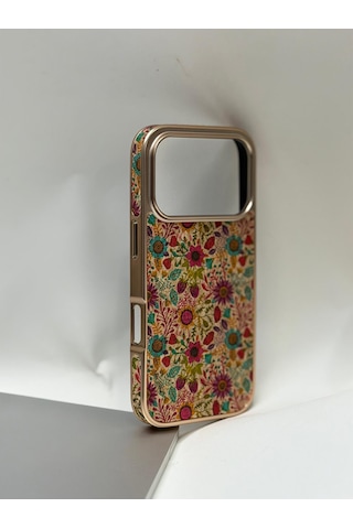Efcase Apple iPhone Uyumlu 17 Pro Tuval Kılıf - Egzotik Lotus Desenli Sanatsal Koruyucu 05