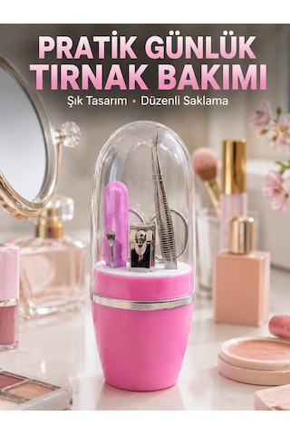 Taşınabilir Manikür Seti Pembe Tırnak Bakım Ve Kişisel Bakım Kiti