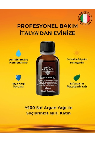 Nook Magic Arganoil Isı Koruma & Parlaklık Etkili Keratin Argan İçeren Saç Bakım Yağı 30ml