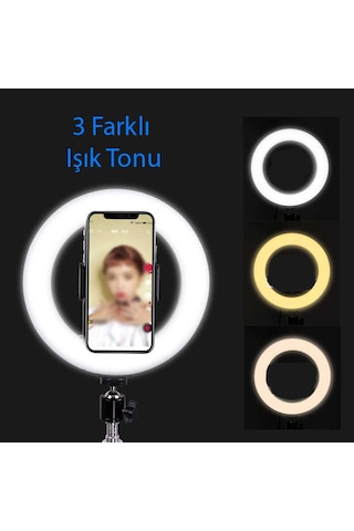 Ekılıf - Canlı Yayın Işıklı M20 Işıklı Telefon Tutucu Ring Light - Siyah - T12834