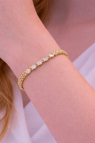 Xuping 14k Kuyumcu Model Oval Zirkon Taşlı Kadın Bileklik Altın