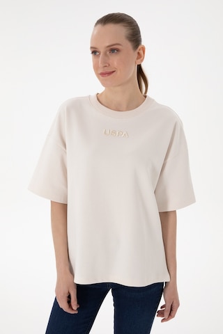 U.S. Polo Assn. Kadın Krem Oversize Bisiklet Yaka Tişört 50294482-VR071
