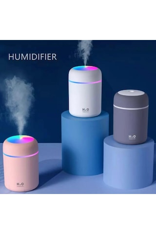 Led Işıklı 3'ü 1 Arada Ultrasonik Hava Nemlendirici Ve Aroma Difüzörü 300ml Kapasiteli Gri