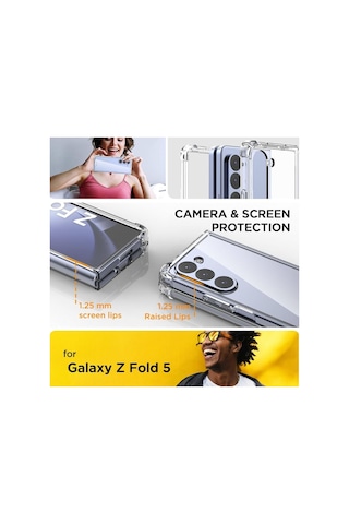 Galaxy Z Fold 5 Uyumlu Kılıf Clear Şeffaf Sararmaz Renksiz Silikon Kapak Case 180 Tam Korumalı Resimde Görünen