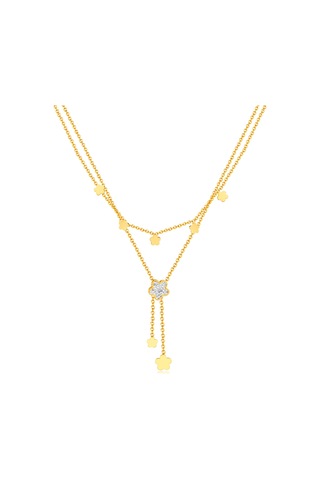 Sones Opk Gx2435 Vintage Basit Çift Katmanlı Yığılmış Püskül Çiçek Kolye Paslanmaz Çelik Kolye