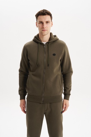 AR-MA Arma Erkek Sweatshirt Büyük Beden 3 İplik Kalın Kumaş Kapüşonlu Fermuarlı Cepli %70 Pamuk %30 Polyester K30324801502 Haki