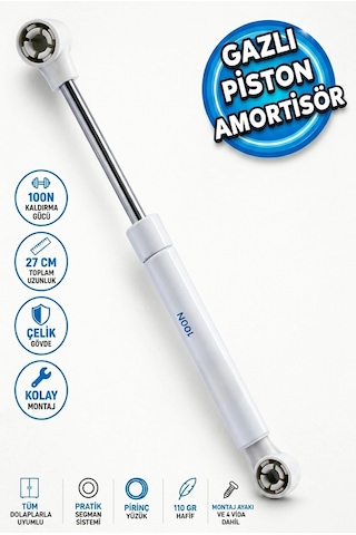 Mobilya Gazlı Piston 80n 100n 120n Dolap Kapağı Yavaş Açılır Kapanır Amortisör Tek Renk