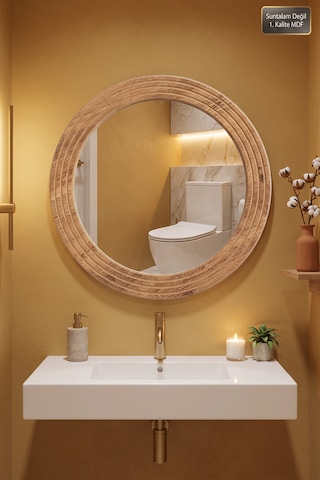 Antik Ahşap Oval Dekoratif Ayna Banyo Wc Lavabo Aynası Dresuar Boy Koridor Oda Konsol Mutfak Makyaj Aynası 43x56 Yn-110 Atlantik Çam