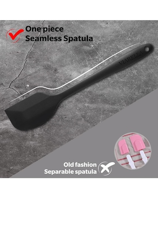 Silikon Kaşık Spatula Seti 6lı Yanmaz Yapışmaz Çizmez Siyah 27cm