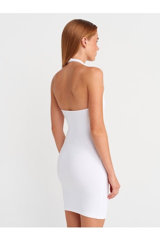 Dilvin 91508 Halter Yaka Mini Elbise-beyaz Beyaz