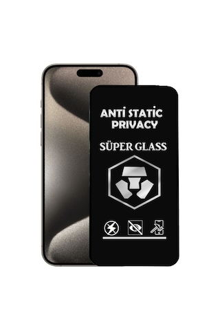 Apple iPhone Uyumlu 15 Pro Max Tam Kaplayan Anti Statik Hayalet Süper Cam Ekran Koruyucu