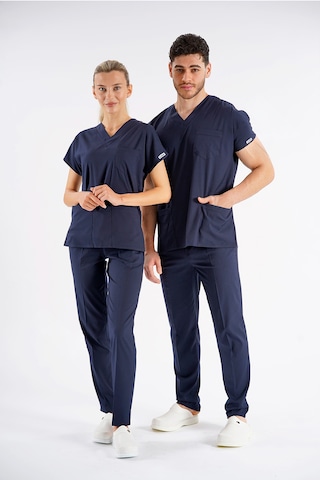 Lacivert Dr. Greys Modeli Likralı Hemşire Forması Unisex Yarasa Kol Doktor Scrubs Hastane Takımı Lacivert