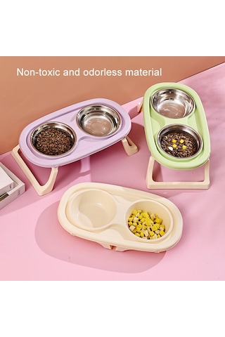 Sones Katlanabilir Evcil Hayvan Kasesi Yeme İçme Kasesi Boyun Koruma Uzun Çift Kase