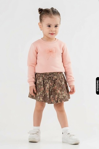 Xo Kids Kız Çocuk 2li Kombin Takmı 1-4 Yaş Set0419 Kahverengi