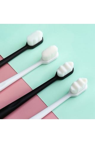 Sones 10 Adet Nano İpek Yumuşak Kıl Bağımsız Paketleme Taşınabilir Çift Diş Fırçası, Özellikler: Beyaz Düz Başlık