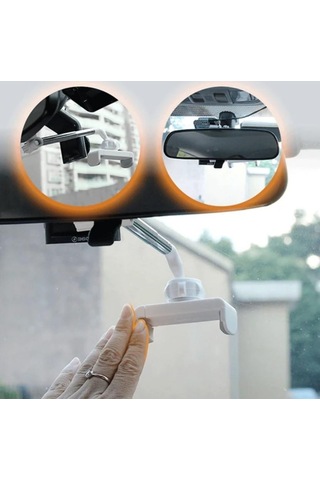 Zhltools Araç İçi Dikiz Aynası Telefon Tutucu Teleskopik Telefon Tutacağı Beyaz Beyaz