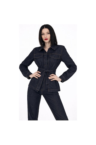 Kadın Geniş Paça Yüksek Bel Denim Pantolon Indigo Form mavi