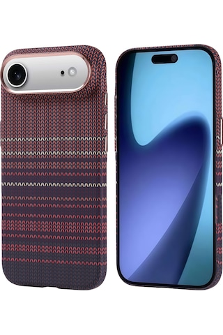 Apple Uyumlu iPhone 17 Air Kılıf M-safe Şarj Özellikli Karbon Fiber Görünümlü Mkst Nekst Kapak - Kırmızı Kırmızı
